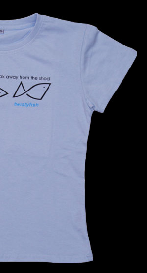 Twistyfish tshirt: Break away from the shoal